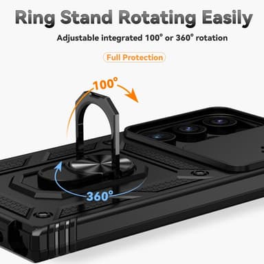 SKALO Samsung S24 Ultra Armor Hybrid Metallring Kameraslider - Svart