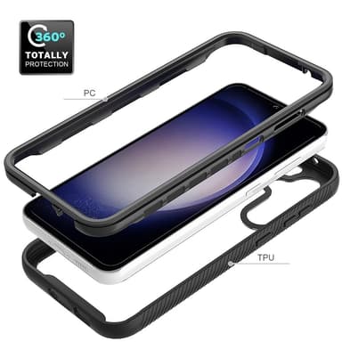 SKALO Samsung S23 FE Shockproof Clear Hybrid Skal - Svart