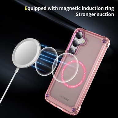 SKALO Samsung S24 Transparent TPU Magnet/Metall Skal - Rosa
