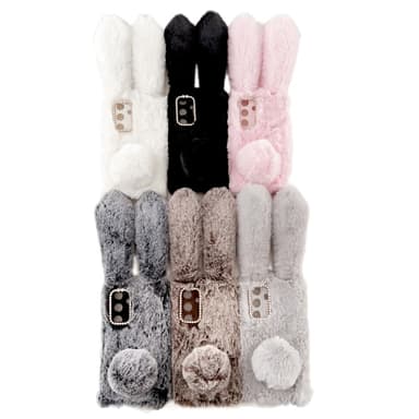 SKALO Samsung S24 3D Soft Furry Bunny Ears Skal - Brun