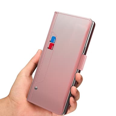 SKALO Samsung S24 Korthållare Spegel Plånbok - Roséguld