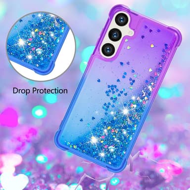 SKALO Samsung S24 Kvicksand Glitter Hjärtan TPU-skal - Lila-Blå