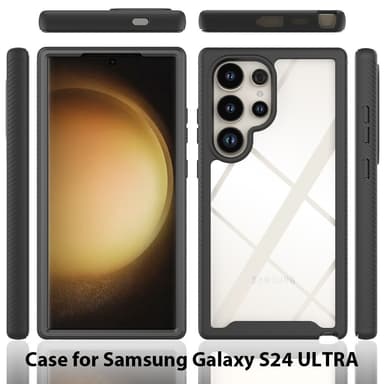 SKALO Samsung S24 Ultra Shockproof Clear Hybrid Skal - Svart