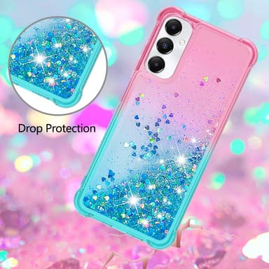 SKALO Samsung A05s 4G Kvicksand Glitter Hjärtan TPU-skal - Rosa-Turkos