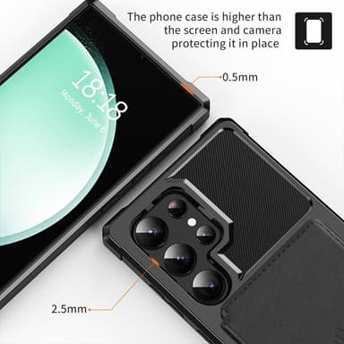 SKALO Samsung S24 Ultra Stöttåligt Skal med Plånbok - Svart