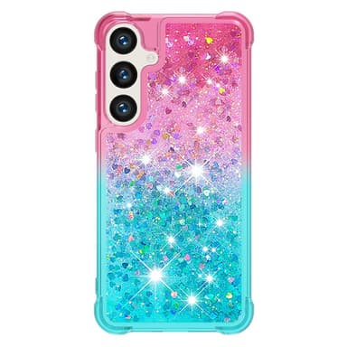 SKALO Samsung S24 Kvicksand Glitter Hjärtan TPU-skal - Rosa-Turkos