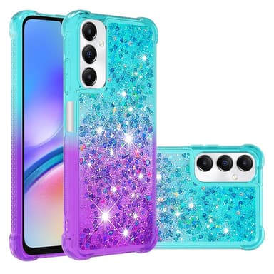 SKALO Samsung A05s 4G Kvicksand Glitter Hjärtan TPU-skal - Turkos-Lila