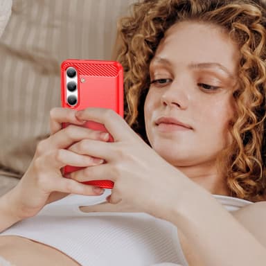 SKALO Samsung S24 Armor Carbon Stöttåligt TPU-skal - Röd