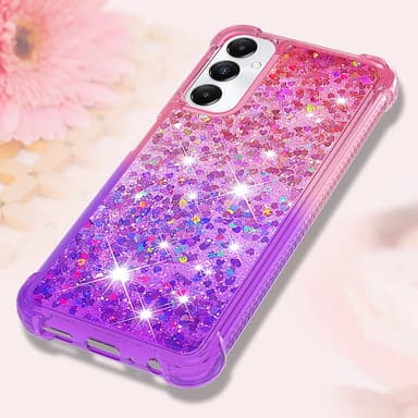 SKALO Samsung A05s 4G Kvicksand Glitter Hjärtan TPU-skal - Rosa-Lila
