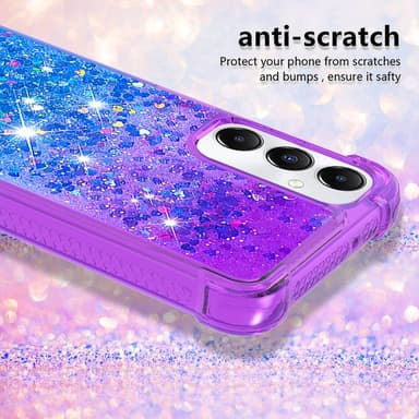 SKALO Samsung A05s 4G Kvicksand Glitter Hjärtan TPU-skal - Lila-Blå
