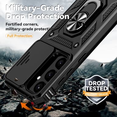 SKALO Samsung S24+ Armor Hybrid Metallring Kameraslider - Svart