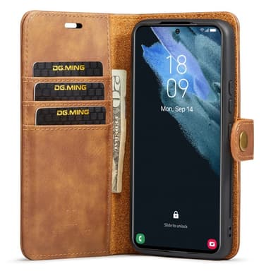 DG MING Samsung S24 2-i-1 Magnet Plånboksfodral - Brun