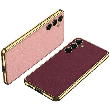 SKALO Samsung S24+ PU-Läder Guldkant Skal - Svart