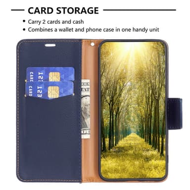 SKALO Samsung S24 Litchi Plånboksfodral - Mörkblå