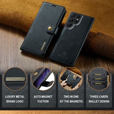 DG MING Samsung S24 Ultra 2-i-1 Magnet Plånboksfodral - Svart