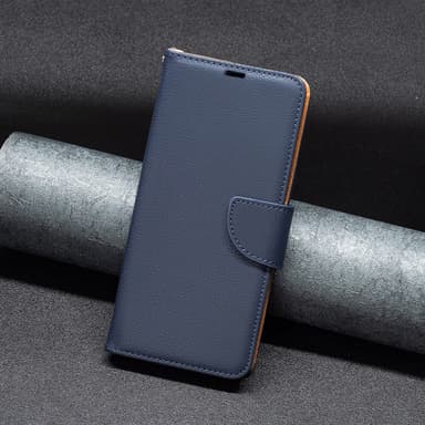 SKALO Samsung S24 Litchi Plånboksfodral - Mörkblå
