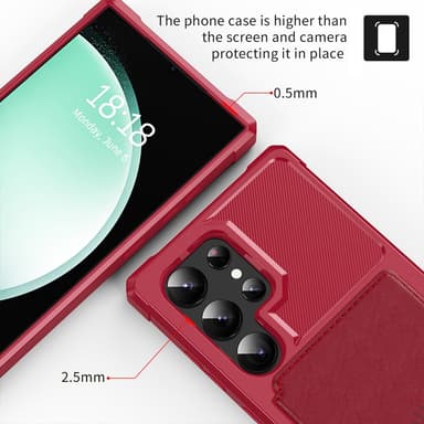 SKALO Samsung S24 Ultra Stöttåligt Skal med Plånbok - Röd