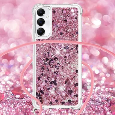 SKALO Samsung A05s 4G Kvicksand Glitter Mobilhalsband - Rosa
