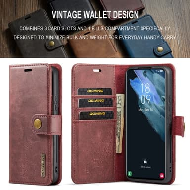 DG MING Samsung S24+ 2-i-1 Magnet Plånboksfodral - Röd
