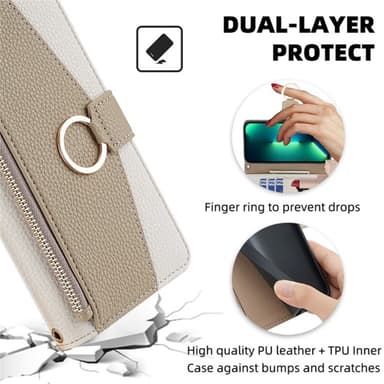 SKALO Samsung A05s 4G Litchi Makeup Mirror Plånbok/handväska - Vit