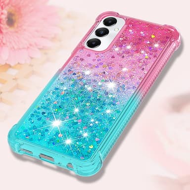SKALO Samsung A05s 4G Kvicksand Glitter Hjärtan TPU-skal - Rosa-Turkos