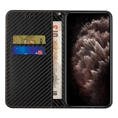 SKALO Samsung S24 Carbon Fiber Plånboksfodral - Svart