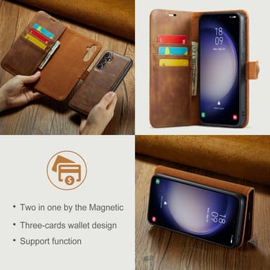 DG MING Samsung S23 FE 2-i-1 Magnet Plånboksfodral - Brun