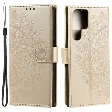 SKALO Samsung S24 Ultra Mandala Plånboksfodral - Guld