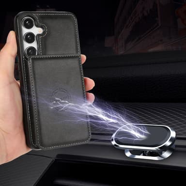 SKALO Samsung S24 PU Läder Skal med Plånbok - Svart