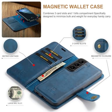 DG MING Samsung S24+ 2-i-1 Magnet Plånboksfodral - Blå