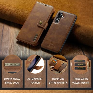 DG MING Samsung S23 FE 2-i-1 Magnet Plånboksfodral - Brun