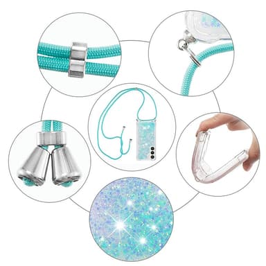 SKALO Samsung S24 Kvicksand Glitter Mobilhalsband - Turkos