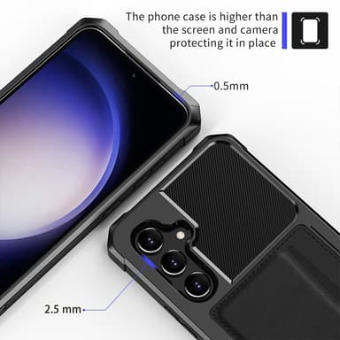 SKALO Samsung S23 FE Shockproof Läder Korthållare - Svart