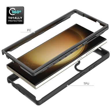 SKALO Samsung S24 Ultra Shockproof Clear Hybrid Skal - Svart