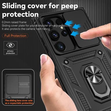 SKALO Samsung S24 Ultra Armor Hybrid Metallring Kameraslider - Svart