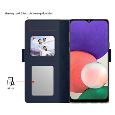 SKALO Samsung S24 Korthållare Spegel Plånbok - Blå