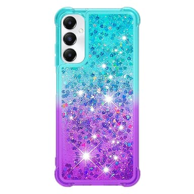 SKALO Samsung A05s 4G Kvicksand Glitter Hjärtan TPU-skal - Turkos-Lila