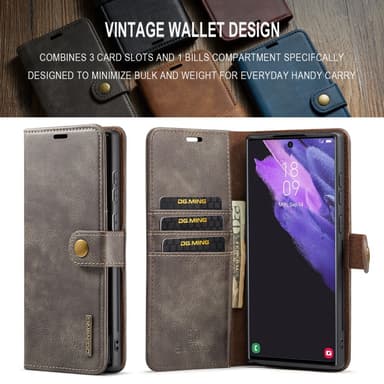 DG MING Samsung S24 Ultra 2-i-1 Magnet Plånboksfodral - Grå