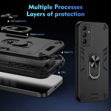 SKALO Samsung A05s 4G Armor Hybrid Metallring skal - Svart