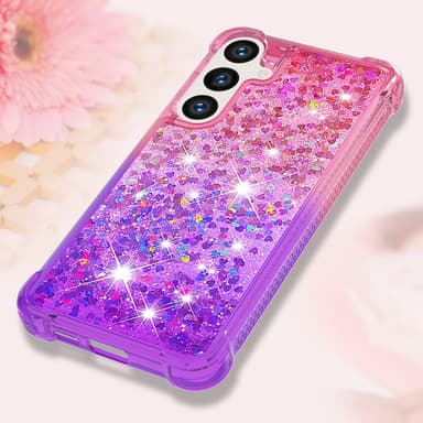 SKALO Samsung S24 Kvicksand Glitter Hjärtan TPU-skal - Rosa-Lila