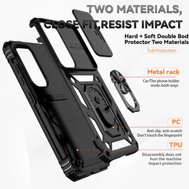 SKALO Samsung S24+ Armor Hybrid Metallring Kameraslider - Svart