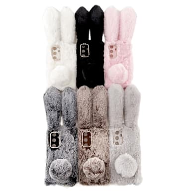 SKALO Samsung S24 3D Soft Furry Bunny Ears Skal - Vit