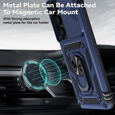 SKALO Samsung S24 Armor Hybrid Metallring Kameraslider - Blå