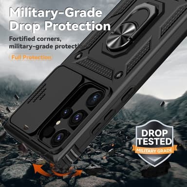 SKALO Samsung S24 Ultra Armor Hybrid Metallring Kameraslider - Svart