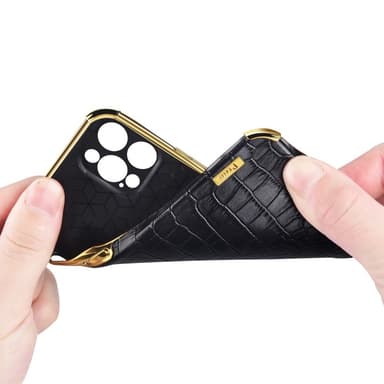 SKALO Samsung S24 Krokodil Guldkant Skal - Vit