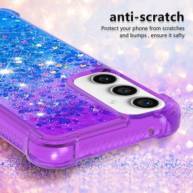 SKALO Samsung S23 FE Kvicksand Glitter Hjärtan TPU-skal - Lila-Blå