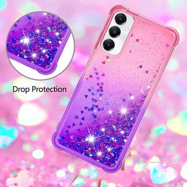 SKALO Samsung A05s 4G Kvicksand Glitter Hjärtan TPU-skal - Rosa-Lila