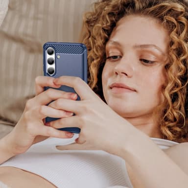 SKALO Samsung S24 Armor Carbon Stöttåligt TPU-skal - Blå
