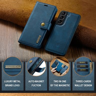 DG MING Samsung S24+ 2-i-1 Magnet Plånboksfodral - Blå