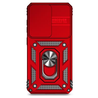 SKALO Samsung S24 Armor Hybrid Metallring Kameraslider - Röd